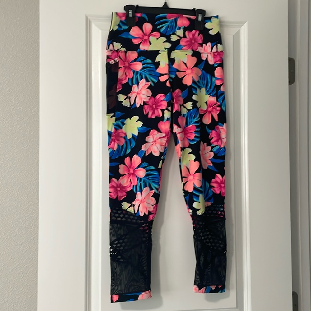 Victoria Secret PINK Ultimate Mesh Tropical Floral Yoga Legging SZ Medium
